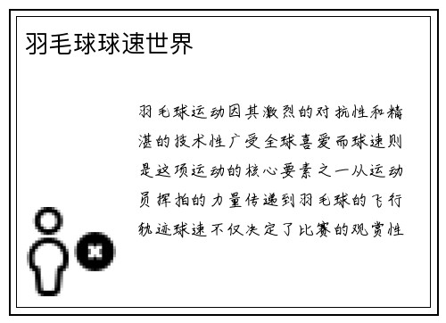 羽毛球球速世界